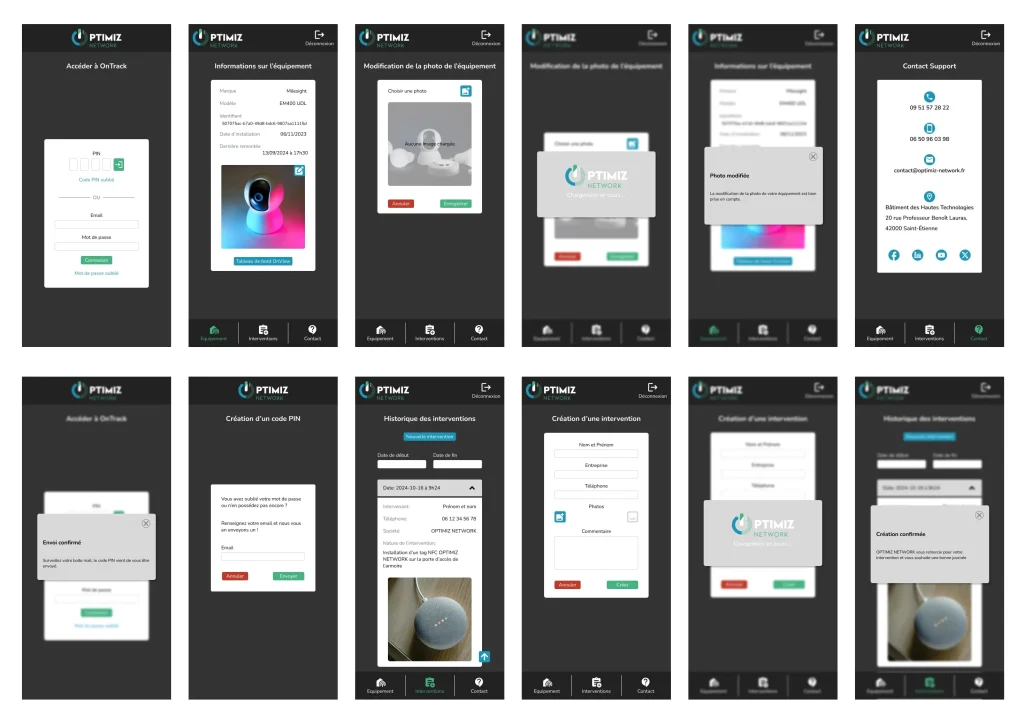 Maquette figma de l'application Ontrack