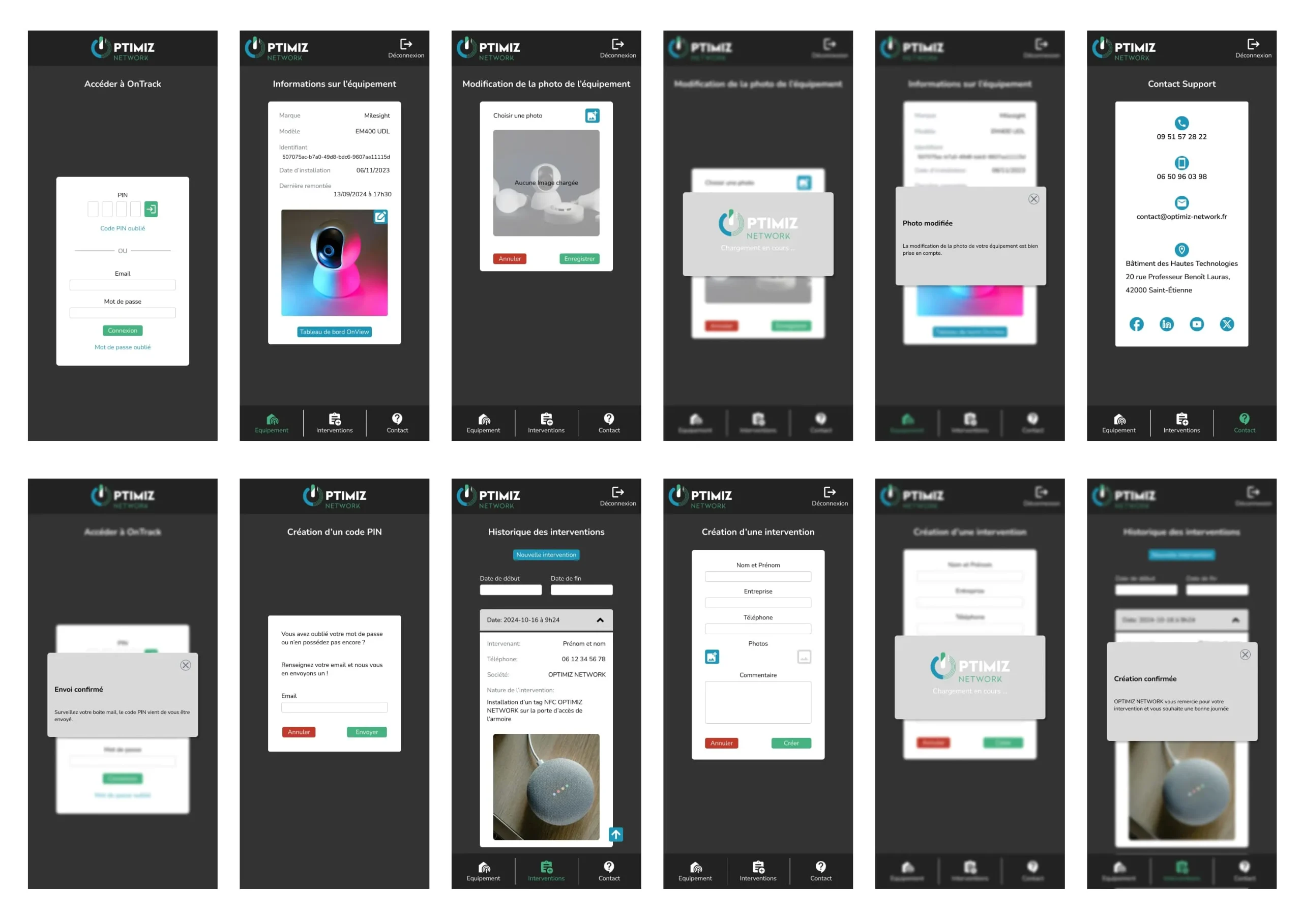 Maquette figma de l'application Ontrack