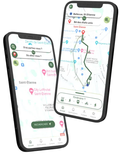 2 écrans de l'application sur smartphone