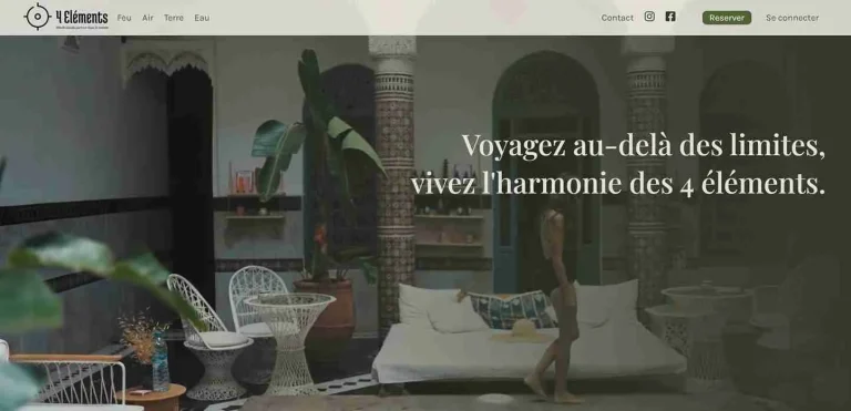 Page d'accueil du site de l'hotel 4 éléments